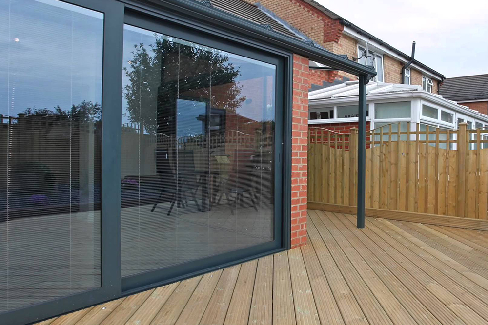 integral blinds in a sliding door