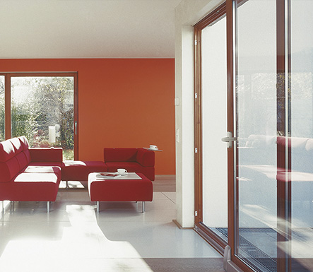 Red aluminium sliding door