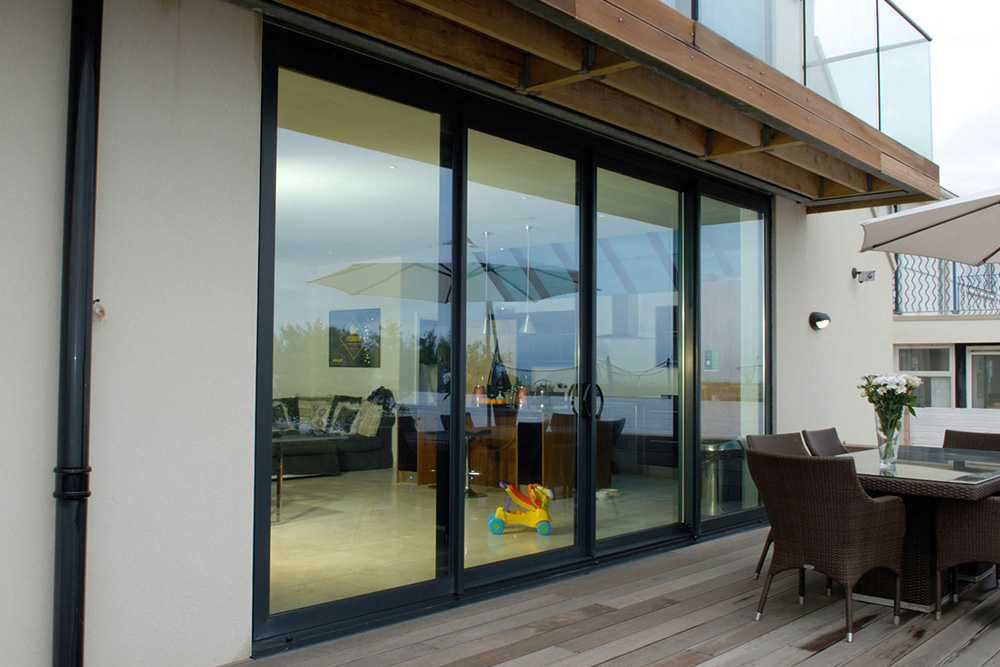 grey sliding doors